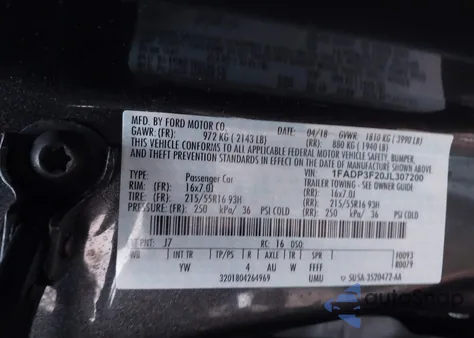 2018 Ford Focus Se z USA, uszkodzony, nr VIN 1FADP3F20JL307200